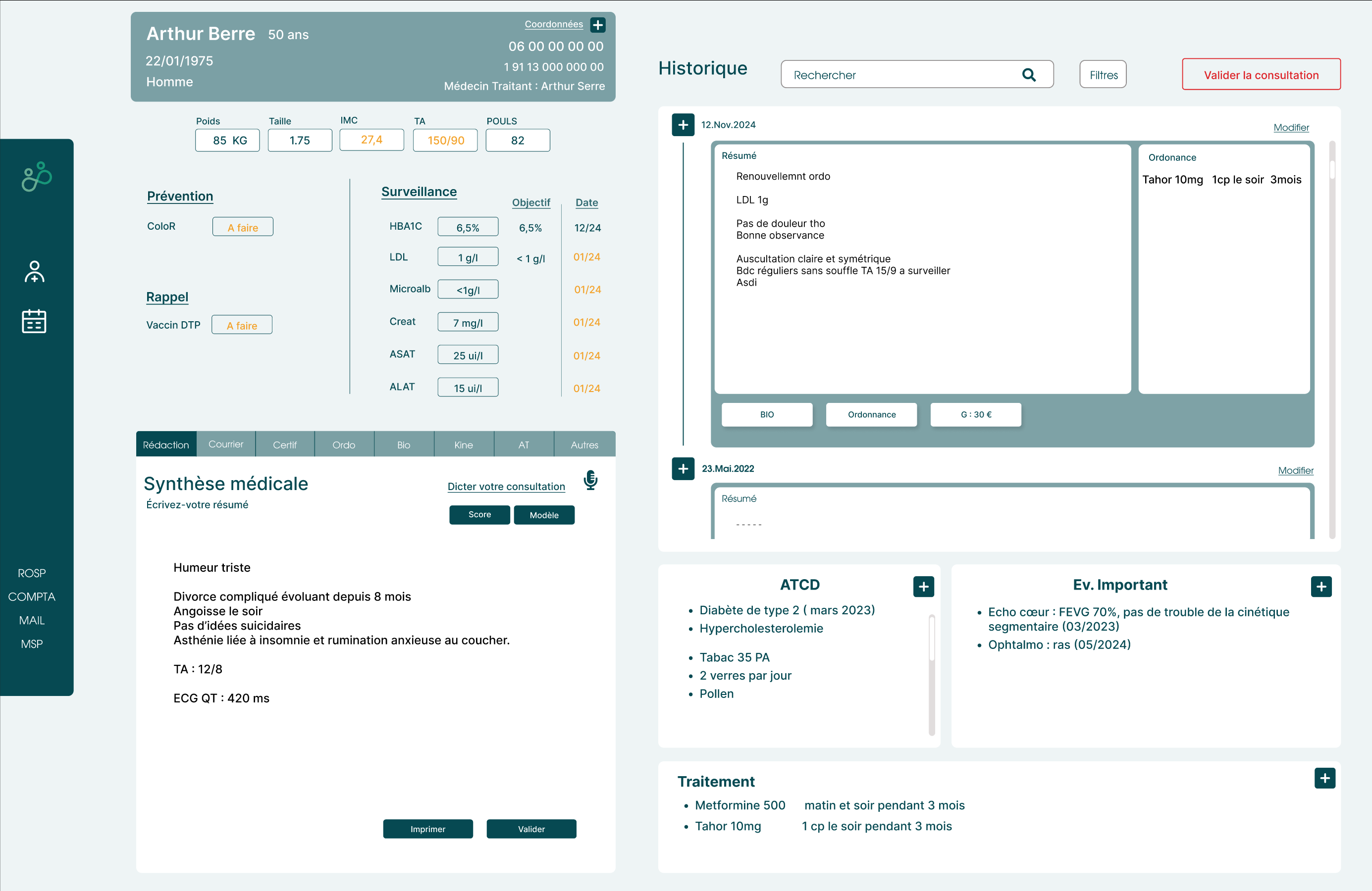 Logiciel pour les médecins généralistes se présentant sous la forme d'un agenda médical en ligne