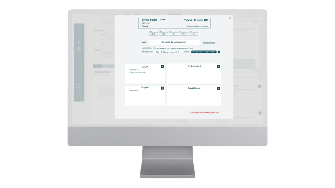 Logiciel pour médecin généraliste : permettant la gestion de dossier patient en ligne, le suivi des consultations et télétransmission, avec un agenda médical en ligne et un logiciel de facturation médicale, le tout certifié Ségur Numérique et e-santé
